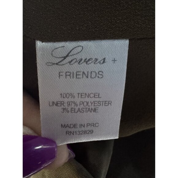 Lovers + Friends Woman's Sz S Waterfront Lace Up Dress in Olive Green - Picture 7 of 8